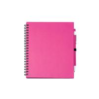 Блокнот LEYNAX с ручкой из переработанного картона, фуксия