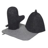 Банный набор из шапки, рукавицы и коврика Calm, серый