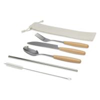 Набор столовых приборов из нержавеющей стали и бука Root из 5 предметов - Натуральный