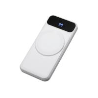 Магнитный беспроводной внешний аккумулятор со встроенными кабелями Мэни, быстаря зарядка, 10000 мАч, белый