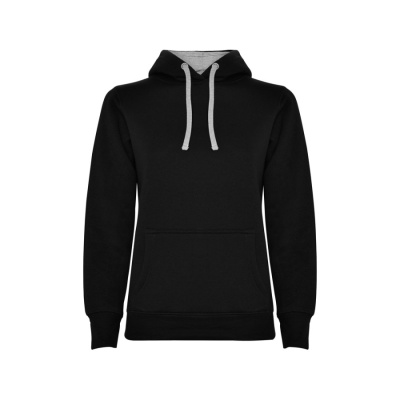 Толстовка с капюшоном Urban женская, черный/серый меланж