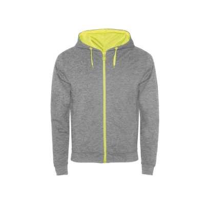 Толстовка на молнии Fuji, серый меланж/неоновый желтый (размер S)