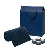 Подарочный набор Sento, Malta Soft, синий (свечи, плед)