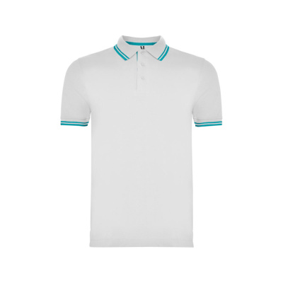 Рубашка поло Montreal мужская, белый/бирюзовый (размер S)