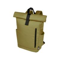 Рюкзак Byron 15, 6 объемом 18 л со скручиваемым верхом, изготовленный из переработанного ПЭТ по стандарту GRS, оливковый