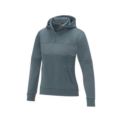 Женский свитер анорак Sayan на молнии на половину длины с капюшоном, steel grey (размер XS)