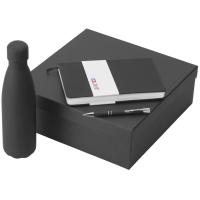 Подарочный набор с блокнотом С2, металлической ручкой и термобутылкой, черный