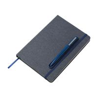 Набор блокнот А5 с магнитным держателем для ручки и подставкой для телефона и металлической шариковой ручкой NotaBene, темно-синий