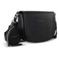Сумка наплечная женская BUGATTI Almata, с кошельком, чёрная, полиуретан, 27х6х18, 5 см