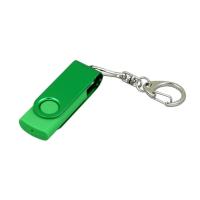 Флешка 3. 0 промо поворотный механизм, с однотонным металлическим клипом, 128 Гб, зеленый