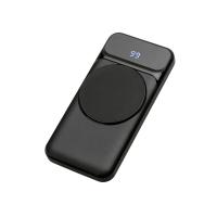 Магнитный беспроводной внешний аккумулятор со встроенными кабелями Мэни, быстаря зарядка, 10000 мАч, черный