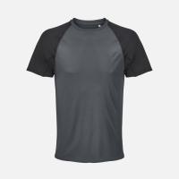 Футболка спортивная унисекс Vortex, черная с темно-серым