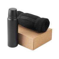 Подарочный набор с термосом и пледом Serenity,  черный