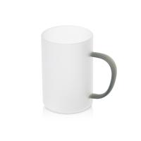 Стеклянная матовая кружка Акцент с цветной ручкой для сублимации, черный