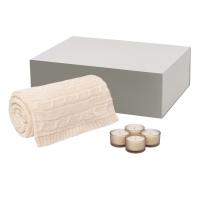 Подарочный набор Sento, Fado, бежевый (свеча, плед)