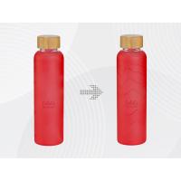 Стеклянная бутылка с бамбуковой крышкой Foggy, 600 мл, красный, с УФ печатью