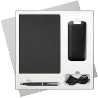 Подарочный набор Moon river, черный (ежедневник, ручка, аккумулятор)