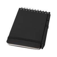 Блокнот Thalaasa формата А6 в твердой обложке из океанического пластика с шариковой ручкой - сплошной черный