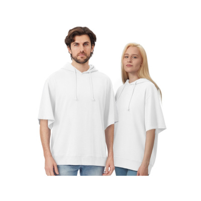 Худи оверсайз с коротким рукавом Warsaw унисекс, белый (размер XS-S)