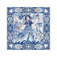 Платок Царевна-Лебедь 100% шелк, синий