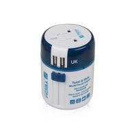 Адаптер с 2-умя USB-портами для зарядки Travel Blue Twist &amp; Slide Adaptor голубой/белый