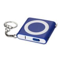 Брелок-рулетка с фонариком. 1 м. , синий/белый