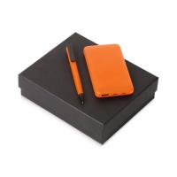 Подарочный набор c пластиковой ручкой, повербанком С2, 10000 мА·ч, оранжевый