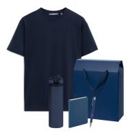 Набор с одеждой KRIS (футболка, бутылка, ежедневник, ручка), синий, XL