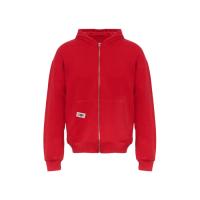 Толстовка оверсайз с капюшоном на молнии Monaco, красный, лейбл, бренд тайп и термотрансфер