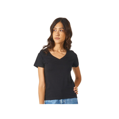 Футболка Heavy Super Club женская с V-образным вырезом, черный (размер M)