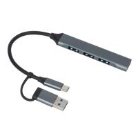 USB-хаб Link с коннектором 2-в-1 USB-C и USB-A, 2. 0/3. 0, серый