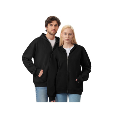 Толстовка оверсайз с капюшоном на молнии Monaco, черный (размер XS-S)