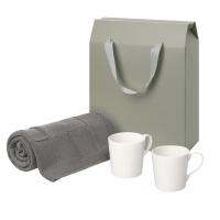 Подарочный набор Siena, Cella, серый в коробке-пакете (две фарфоровых кружки, плед)