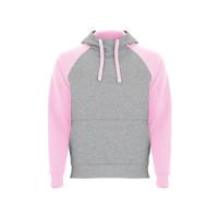 Толстовка с капюшоном Badet мужской, серый меланж/светло-розовый