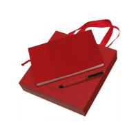 Набор блокнот в гибкой обложке А5 и металлическая шариковая ручка Nabokov, красный