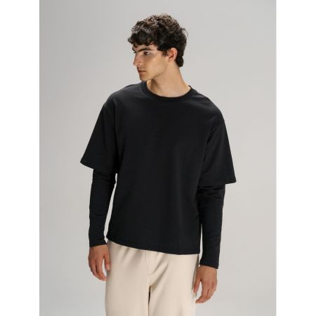 Футболка оверсайз с двойным рукавом Kosmos, черная