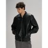Бомбер из искусственной кожи Univer, черный, размер XL/XXL