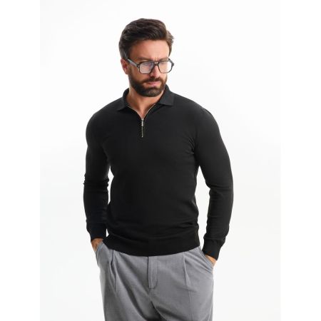 Рубашка поло мужская с длинным рукавом Terrazzo, черная