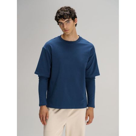 Футболка оверсайз с двойным рукавом Kosmos, темно-синяя