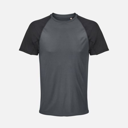 Футболка спортивная унисекс Vortex, черная с темно-серым