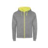 Толстовка на молнии Fuji, серый меланж/неоновый желтый (размер S)