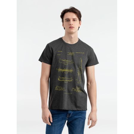 Футболка приталенная Old Patents. Knife, черный меланж