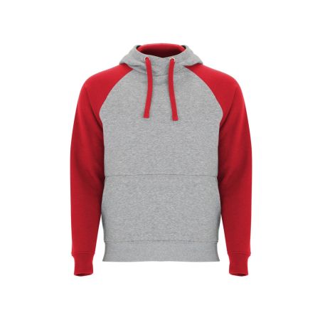 Толстовка с капюшоном Badet мужской, серый меланж/красный