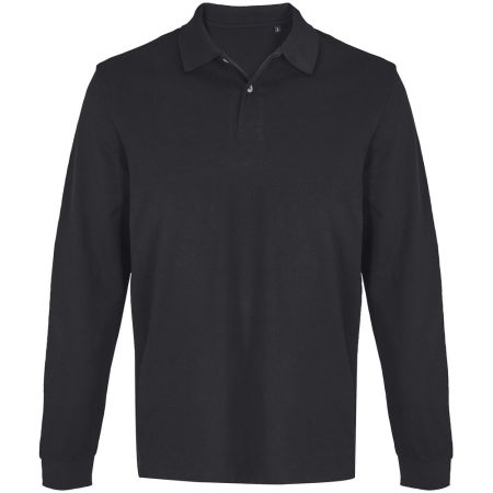Рубашка поло унисекс с длинным рукавом Pacific LSL, черная